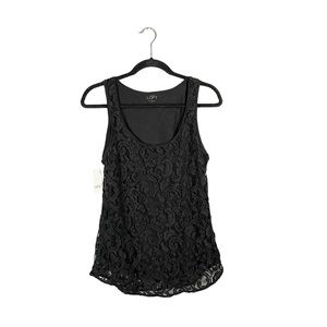 NWT LOFT Black Floral Lace Sleeveless Business Casual Blouse Tank Top Size Small